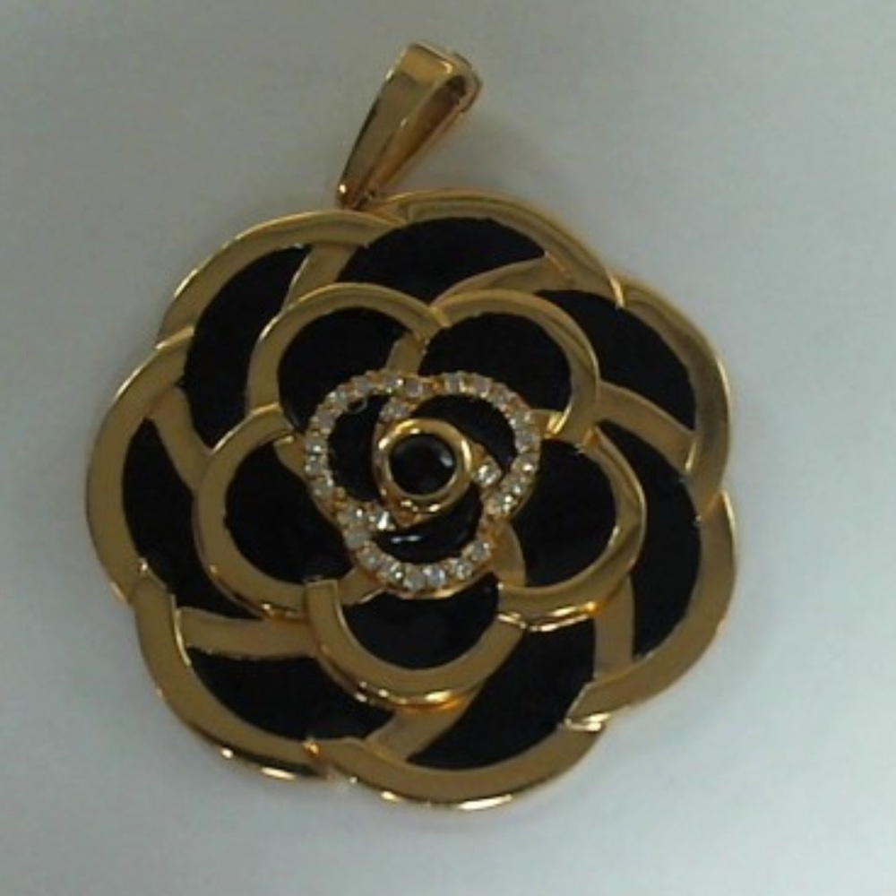 ROBERTO COIN 18K  ENAMEL DIAMONDS FLOWER PENDANT LARGE